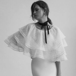 BHLDN Florence Tiered Bridal Topper - Ivory Size Small